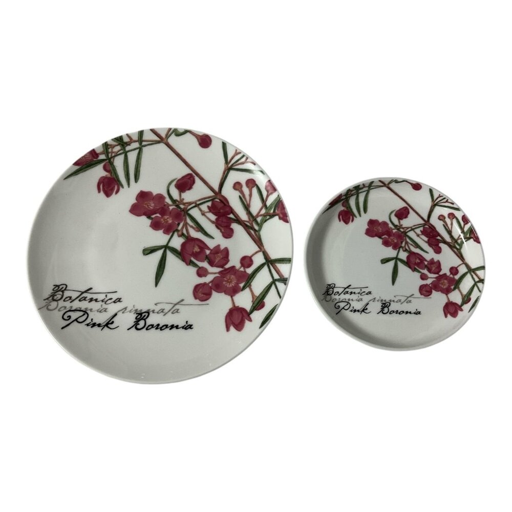 Maxwell & Williams “Pink Boronia” Bone China Plate & Coaster Set – The Gardens T